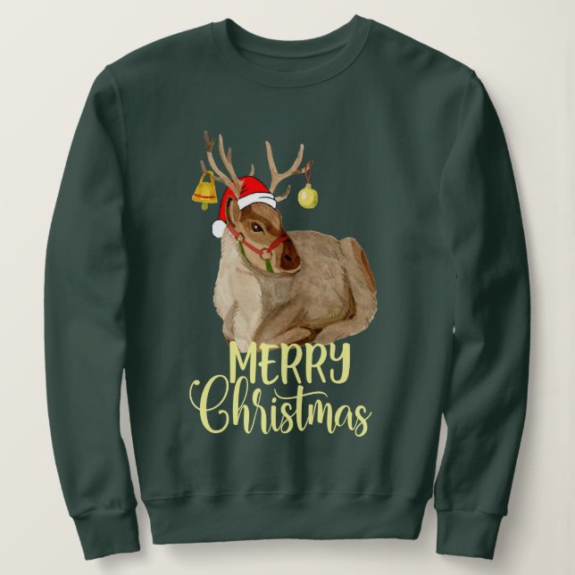Musical Reindeer Rudolph Frohe Weihnachten lustig Sweatshirt (Design vorne)