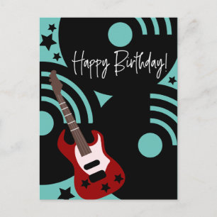 Musical Rockstar E-Gitarre Geburtstag Postkarte