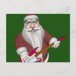 Musical Santa Claus mit roter Gitarre Feiertagspostkarte