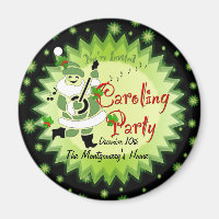 Musical Santa Elf Caroling Party Einladung Magnet