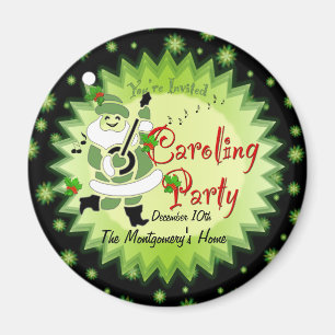 Musical Santa Elf Caroling Party Einladung Magnet