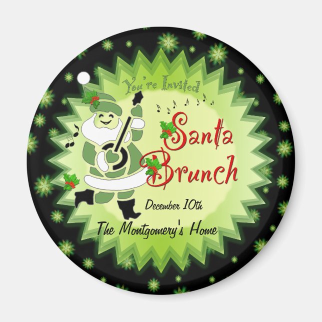 Musical Santa Elf Weihnachts-Brunch Einladung Magn Magnet (Vorne)