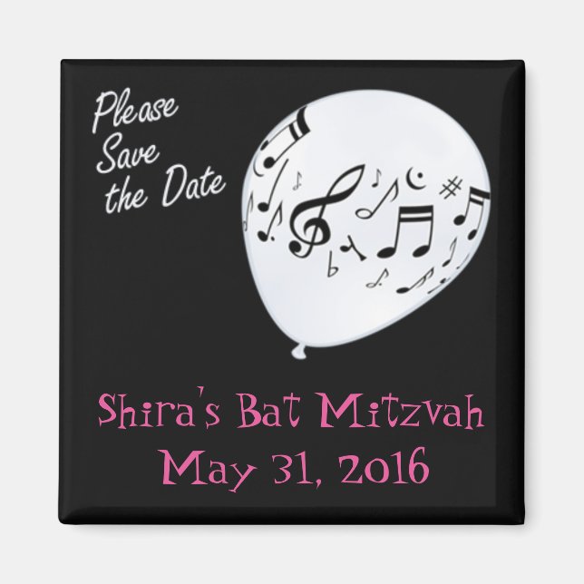 Musical Save the Date Bar or Bat Mitzvah Magnet (Vorne)