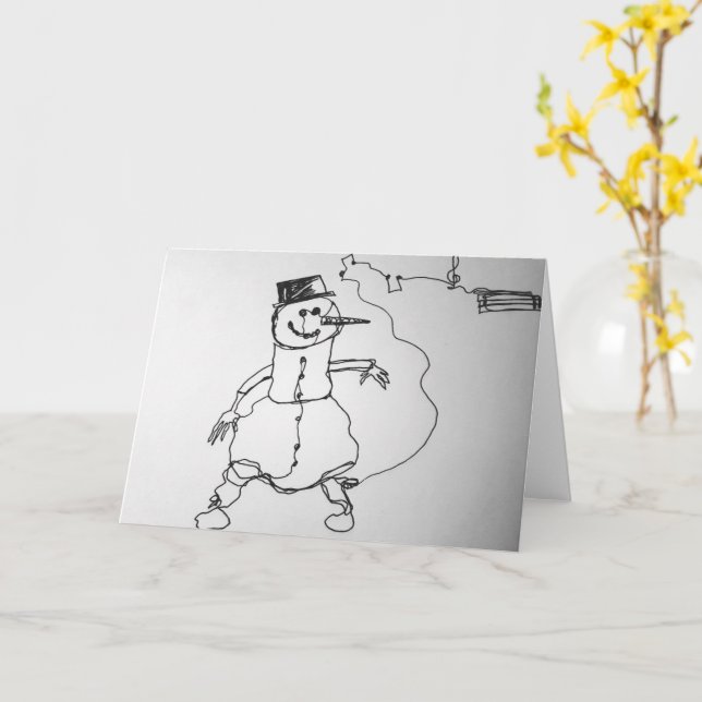 Musical Snowman Art Print Karte (Gelbe Blume)