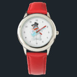 Musical Snowman Watch Christmas Cift Armbanduhr<br><div class="desc">Schneemann mit Gitarren-Musical-Weihnachtsuhren - MIGNED-Malerei-Design - Anpassbar</div>