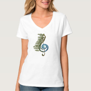 Musical Sol Key Nature Symbol V-Nacken-T - Shirt