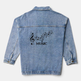 Musical Staff Design Denim Jacket Jeansjacke
