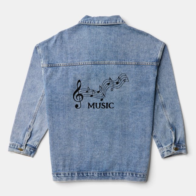 Musical Staff Design Denim Jacket Jeansjacke (Rückseite)