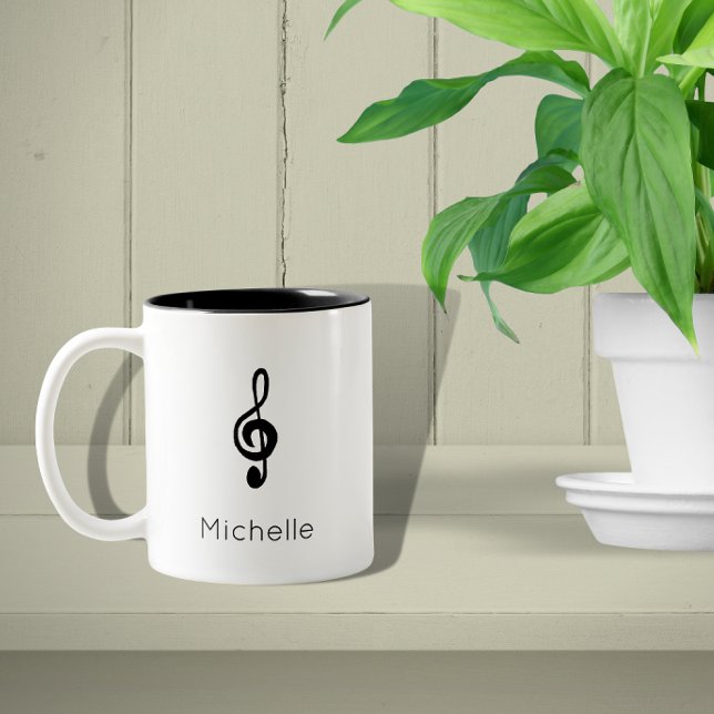 Musical Symbol Treble Clef Schwarz-weiß Zweifarbige Tasse (Von Creator hochgeladen)