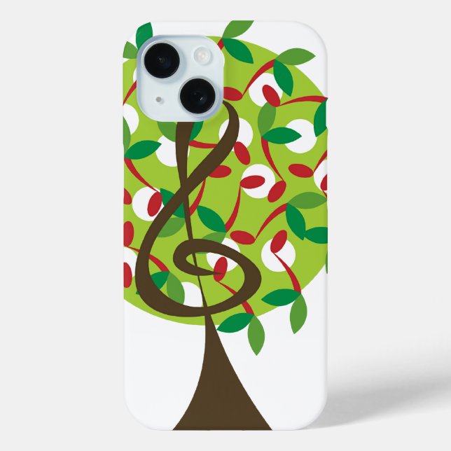Musical Treble Cherry Notes Baum Whimsical Nature Case-Mate iPhone Hülle (Rückseite)