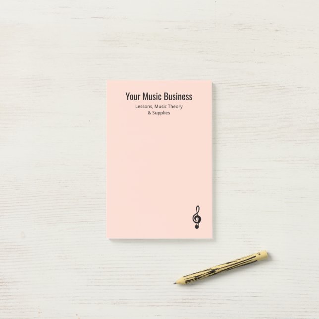 Musical Treble Clef Pink Beruflich Musiker Post-it Klebezettel (Auf Schreibtisch)