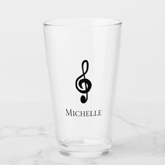 Musical Treble Clef Schwarz-weiß Glas (Vorderseite)