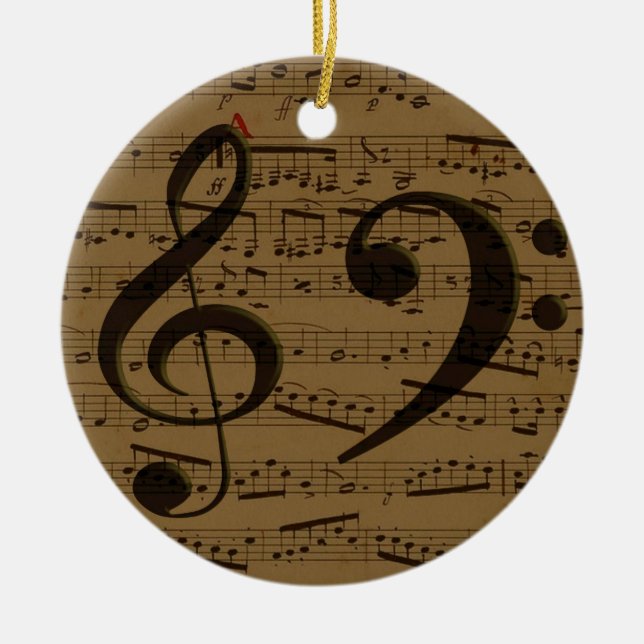 Musical Treble Clef Sheet Music Classic Keramikornament (Vorne)
