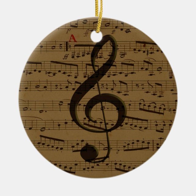 Musical Treble Clef Sheet Music Classic Keramikornament (Vorne)