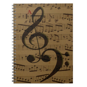 Musical Treble Clef Sheet Music Classic  Notizblock