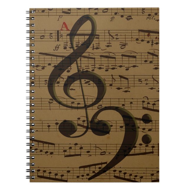 Musical Treble Clef Sheet Music Classic  Notizblock (Vorderseite)