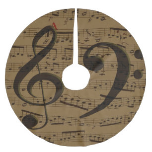 Musical Treble Clef Sheet Music Classic Polyester Weihnachtsbaumdecke