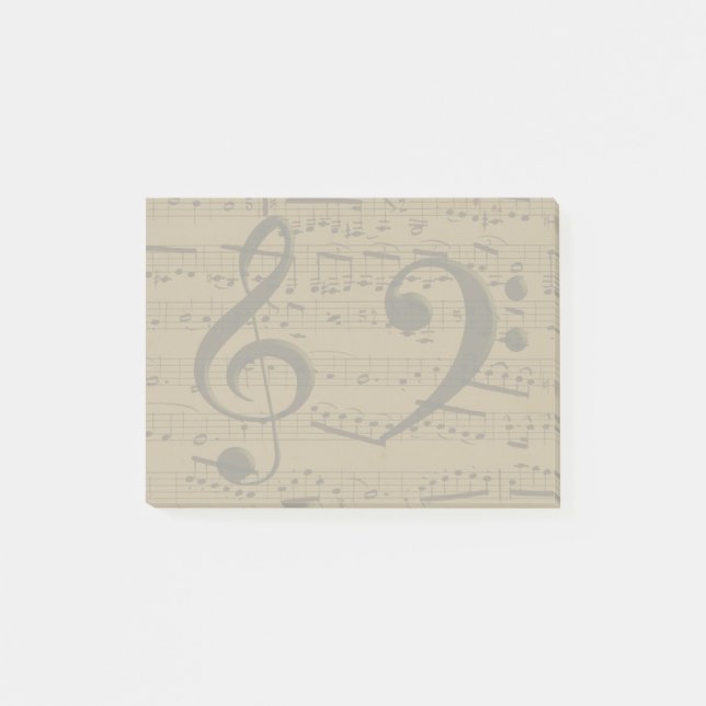 Musical Treble Clef Sheet Music Classic Post-it Klebezettel (Vorderseite)