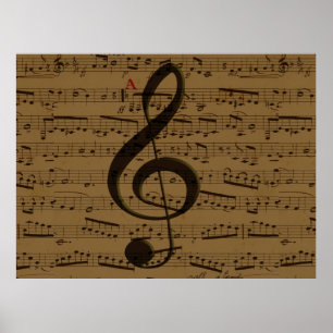 Musical Treble Clef Sheet Music Classic Poster