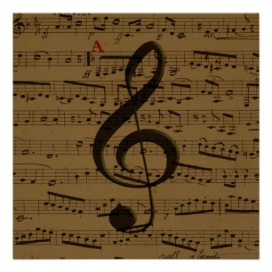 Musical Treble Clef Sheet Music Classic Poster