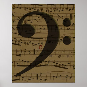 Musical Treble Clef Sheet Music Classic Poster