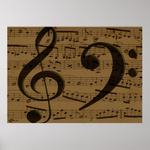 Musical Treble Clef Sheet Music Classic Poster