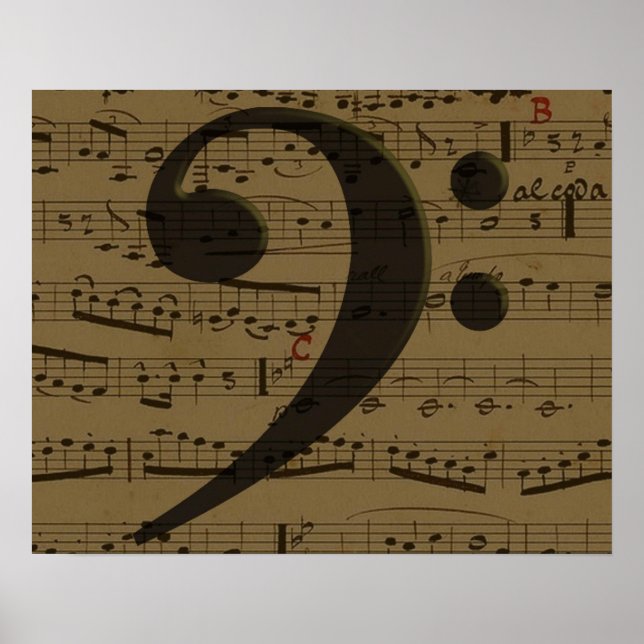 Musical Treble Clef Sheet Music Classic Poster (Vorne)
