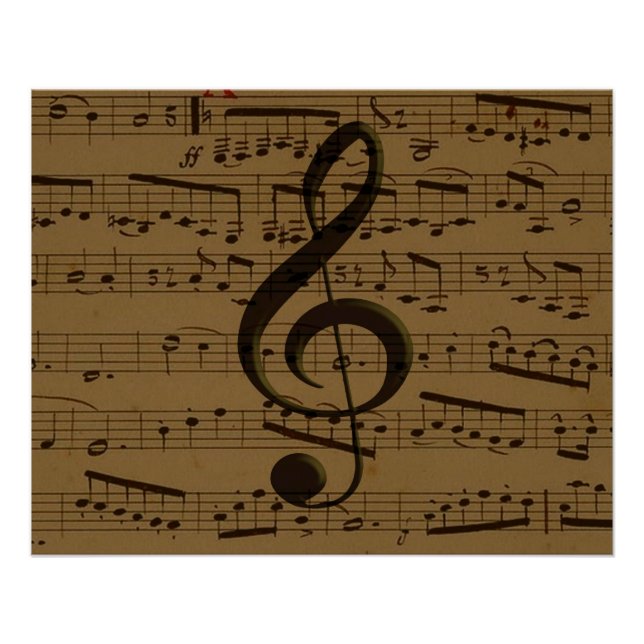 Musical Treble Clef Sheet Music Classic Poster (Vorderseite)