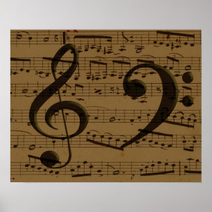 Musical Treble Clef Sheet Music Classic Poster