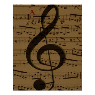 Musical Treble Clef Sheet Music Classic Poster