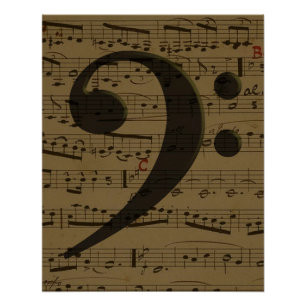 Musical Treble Clef Sheet Music Classic Poster