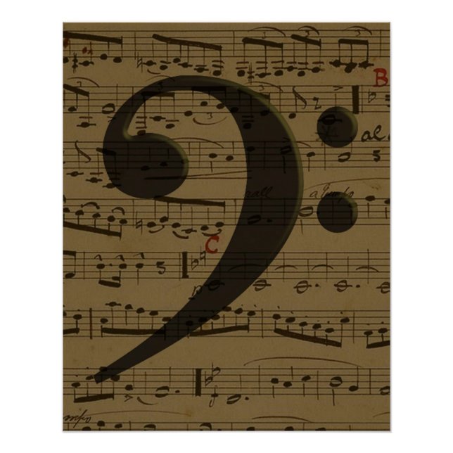 Musical Treble Clef Sheet Music Classic Poster (Vorderseite)