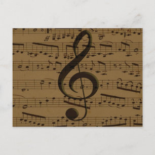 Musical Treble Clef Sheet Music Classic Postkarte