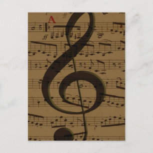 Musical Treble Clef Sheet Music Classic Postkarte