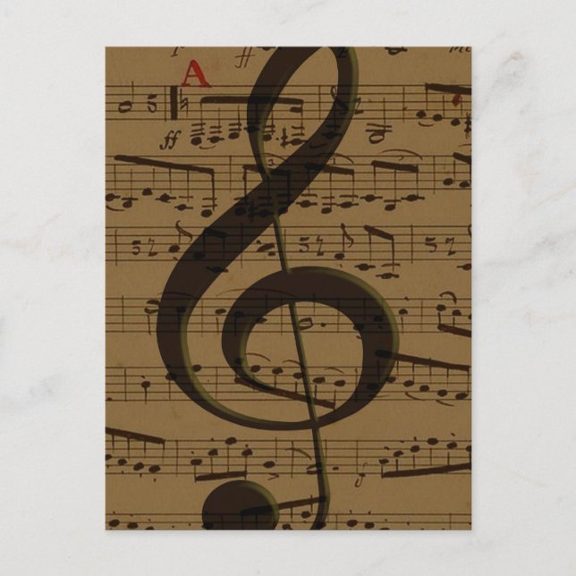 Musical Treble Clef Sheet Music Classic Postkarte (Vorderseite)