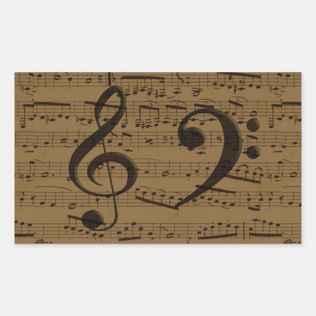 Musical Treble Clef Sheet Music Classic Rechteckiger Aufkleber (Vorderseite)