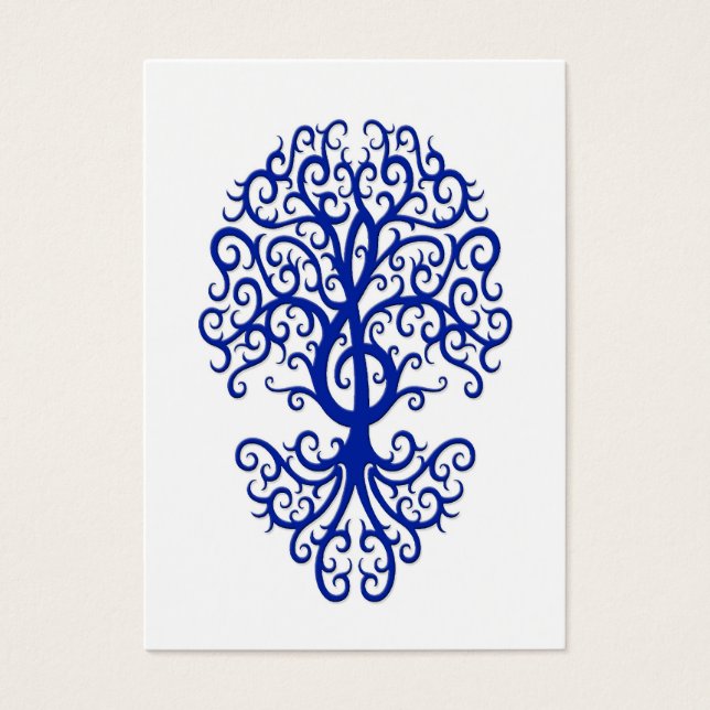 Musical Treble Clef Tree Blue on White (Vorderseite)