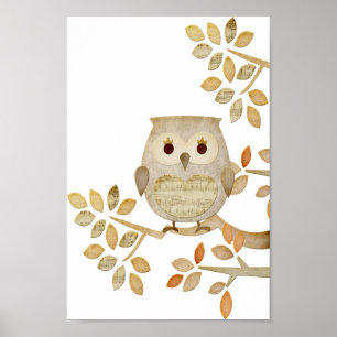 Musical Tree Owl Poster