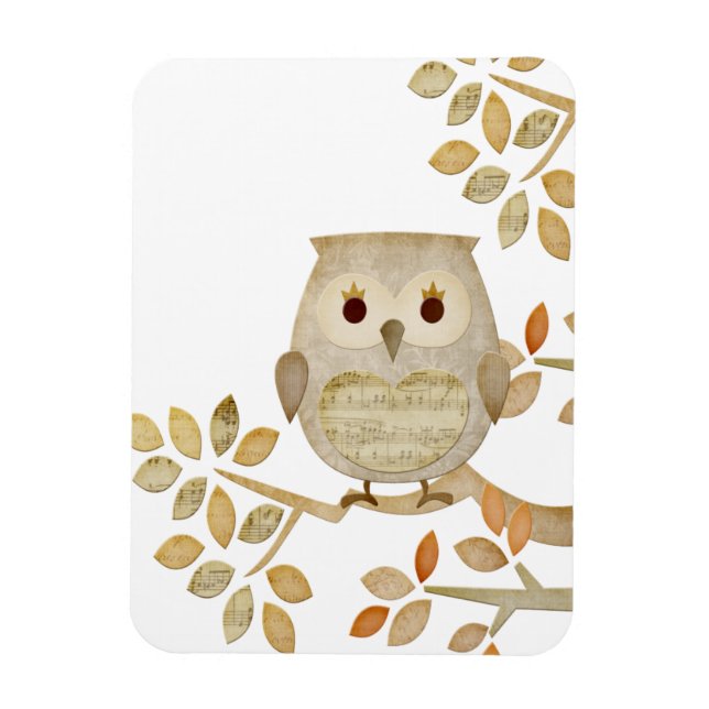 Musical Tree Owl Premium Flexi Magnet (Vertikal)