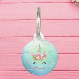 Musical Unicorn Horn und Blume Round Pet Tag Haustiermarke