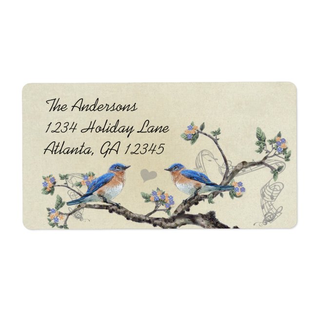 Musical Vintag Bluebirds Heart Labels (Vorne)