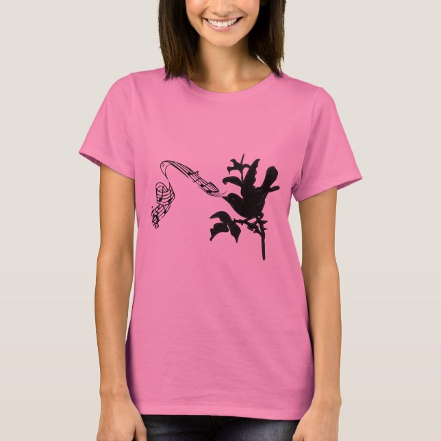 Musical Vintag Singing Black Bird T-Shirt (Vorderseite)