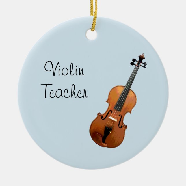 Musical Violin Teacher Niedlich Blue Keramik Ornament (Vorne)