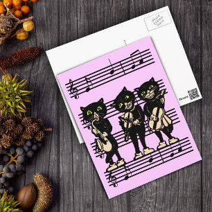 Musicalische schwarze Katzen Postkarte