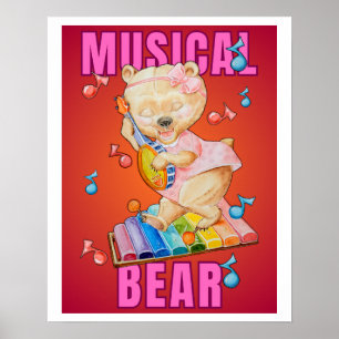 Musicalischer Bär PosterDruck, Wert (Halbglanz) Poster