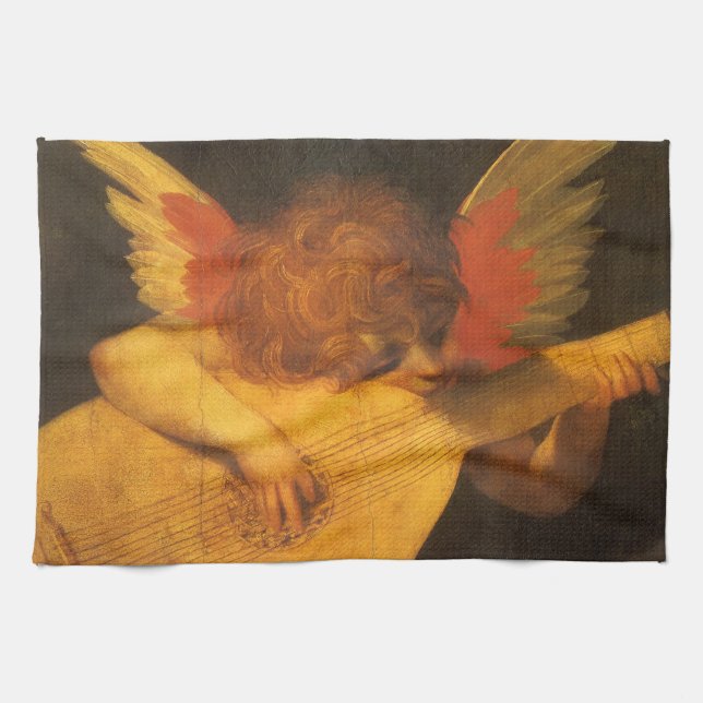 Musician Angel Lute von Rosso Fiorentino Geschirrtuch (Horizontal)