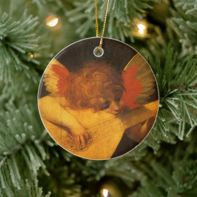 Musician Angel Lute von Rosso Fiorentino Keramikornament (Baum)