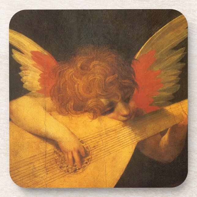 Musician Angel Lute von Rosso Fiorentino Untersetzer (Vorderseite)
