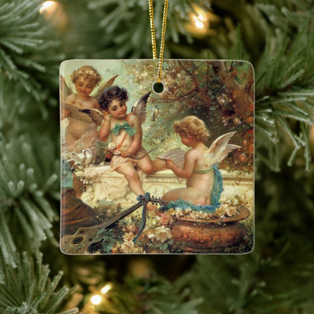 Musician Angels von Hans Zatzka, Viktorianische Ku Keramikornament (Baum)