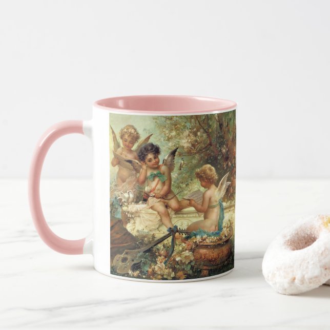 Musician Angels von Hans Zatzka, Viktorianische Ku Tasse (Mit Donut)